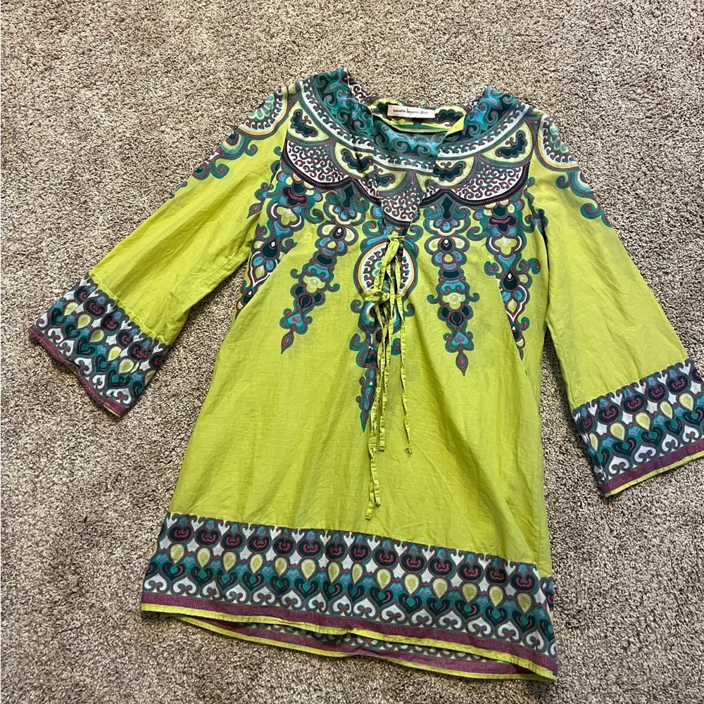 Vibrant Green Patterned Tunic